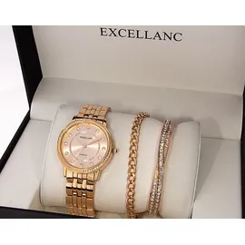 Excellanc Geschenkset Damen Uhr Gliederarmband Armreif Armband roségoldfarbig 1800218