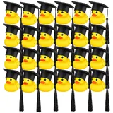 Dous Abschluss-Gummi-Ente, 24 Stück, Studenten-Ente, Lustige Junggesellen-Gummi-Ente Mit Schwarzer Abschlusskappe, Quietsche-Ente, Abschluss-Geschenk Für Abschlussfeier, Dekoration