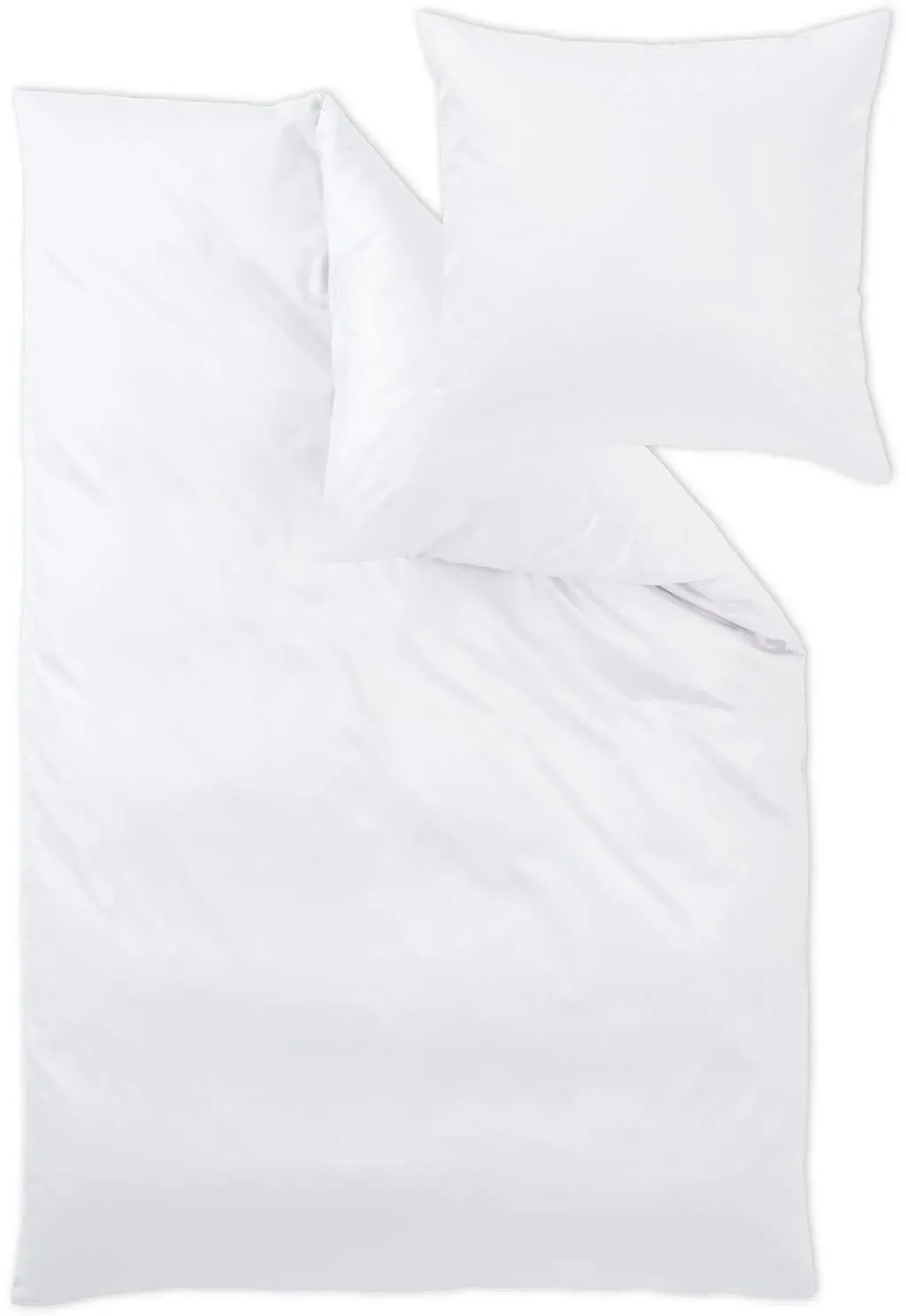 Curt Bauer Uni Mako-Satin Bettwäsche 140x200 cm + 70x90 cm | weiß - weiß