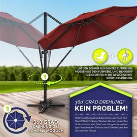 tillvex Premium Alu Sonnenschirm Ø 330 cm Rot
