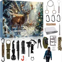 Survival Kit Adventskalender für Männer, Survival Tools Adventskalender für Erwachsene Teenager, 24 Tage Weihnachts-Countdown, 2024 Weihnachts-Überraschungsgeschenk für Outdoor-Enthusiasten (A)