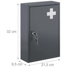 Relaxdays Medizinschrank, grau/weiß, HxBxT: 32 x 21,5 x 9,5 cm,