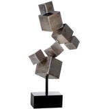 Casablanca by Gilde Dekoobjekt Skulptur Cubes - Würfel - Silber-Antik-Finish - schwarzer Sockel - Höhe 56 cm