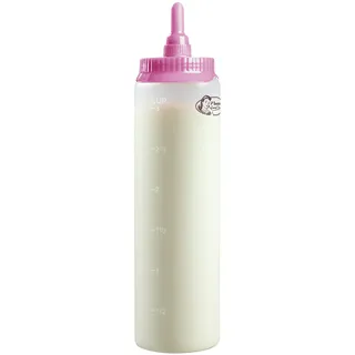Bestron Teigportionierer mit Skala, Teigdosierer für 700 ml, für Crepes, Poffertjes, Pfannkuchen, Waffeln, Muffins oder Donutteig, Farbe: Weiß, Rosa