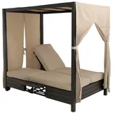 Mendler HWC-O18 Lounge-Gartenliege 193 x 126 x 204 cm Schwarz