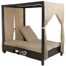 Mendler HWC-O18 Lounge-Gartenliege 193 x 126 x 204 cm Schwarz