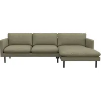 Ecksofa FLEXLUX "Bolzano, elegant und bequem, L-Form", grün (fall grün), B:261cm H:61cm T:165cm, 62% Polyester, 17% Cotton, 14% Viscose, 7% Linen, Sofas, Ecksofa, Sitzaufbau mit Kaltschaum & Stahl-Wellen, loose Sitz -& Rückenkissen