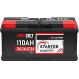 LANGZEIT Autobatterie 110Ah 12V 940A/EN Starterbatterie Batterie ersetzt 100Ah 105Ah