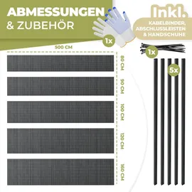 Kesser Balkonverkleidung 90 x 300 cm Schwarz PVC