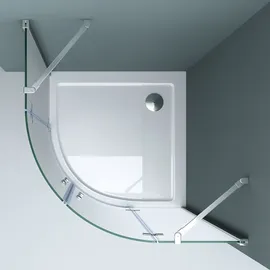 doporro Duschkabine 90x90 viertelkreis Dusche Duschabtrennung inkl. flache-Duschwanne ESG-Sicherheitsglas Satiniert Easy-Clean-Beschichtung Ravenna02VS