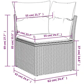 vidaXL 7-tlg. Garten-Sofagarnitur mit Kissen Braun Poly Rattan