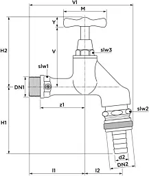 Seppelfricke Armaturenkombination 8001 DN 20, matt-chrom, Rohrbelüfter, Knebelgriff