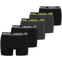HEAD Herren Boxershorts, 5er Pack - Basic Boxer Trunks ECOM, Stretch Cotton Schwarz/Grau L