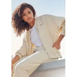 Sweatjacke, mit Kragen und durchgehenden Reißverschluss, Gr. 44/46, creme, , 94044451-44