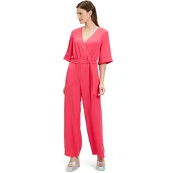Overall CARTOON "Cartoon Jumpsuit mit Bindegürtel", Damen, Gr. 44, Normalgrößen, pink (azalea), Obermaterial: 100% Polyester., modisch, tailliert, V-Ausschnitt, Halbarm, Overalls, Design
