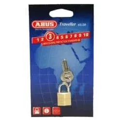 Abus Messing Vorhängeschloss 65/20mm - Gold - 65/20 - 3cm SCHWARZ No Size