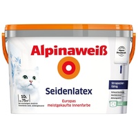 ALPINA Alpinaweiß Seidenlatex 10 Liter strapazierfähige Latexfarbe Wandfarbe Weiß Seidenglanz