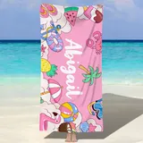 MJARTORIA Personalisiert Strandtuch Microfaser Badetuch mit Namen Kinder Damen, Beach Towel Handtuch Badetuch Stranddecke Schnelltrocknend für Reise Schwimmen Sauna Yoga Fitness 60x120cm Mikrofaser