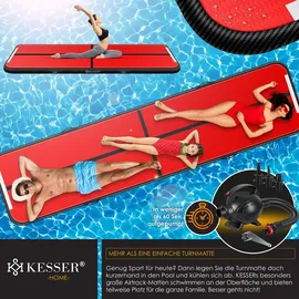 Kesser KESSER® Turnmatte Aufblasbar Airtrack 2m/3m/4m/5m/6m Fitness-Matte Gymnastikmatte inkl. Tragetasche | elektr. Luftpumpe Yogamatte, Tumbling Matten, Trainingsmatte, Turn- & Fitness