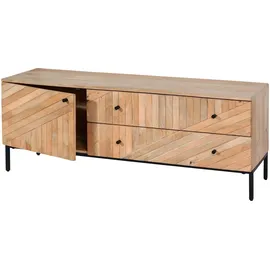 Mendler HWC-L95 TV-Rack 56x145x43cm Natur Holz, Metall, MDF