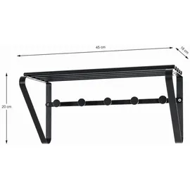Haku-Möbel Wandgarderobe Gerda 45 x 20 x 18 cm Schwarz