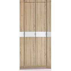 Eckkleiderschrank PRIESS "Kleiderschrank Schrank Garderobe Wäscheschrank Madrid", braun (struktureichefarben hell, weißglas), H:193cm, Schränke, voll ausgestattet, viel Stauraum, MADE IN GERMANY