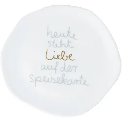 Teller (klein) aus Porzellan Hochzeit " Heute steht Liebe auf der Speisekarte" von räder design