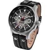 Vostok Europe Expedition Nordpol 1 Herrenuhr mit Multinieten, Lederarmband, automatisches Datum, grau/schwarz, Riemen