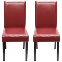 MCW Esszimmerstuhl Littau 2er-Set Leder Rot Dunkle Beine