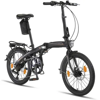Licorne Bike Phoenix 2D, 20 Zoll Aluminium-Faltrad-Klapprad, Scheibenbremse, Discbremse, V-Bremse Faltfahrrad-Herren-Damen, 7 Gang Kettenschaltung - Folding City Bike, Alu-Rahmen, StVZO, Vorderlampe, Hinterlampe