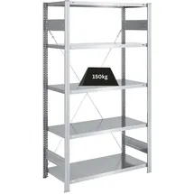 Proregal Schwerlastregal Metall 200x100x50cm Silber 5 Ebenen je 150kg Fachlast