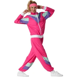 tectake® Damenkostüm Retro 80er 90er Jahre Jogginganzug