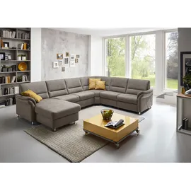 die planbar Wohnlandschaft DIE PLANBAR "ZE-EM16033 U-Form, Breite 330 cm", mammut nougat, B:330cm T:262cm, 100% Polyester, Sofas, Wohnlandschaft, wahlweise mit Kopfstützen und Bettfunktion