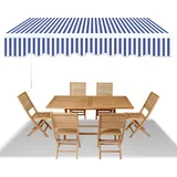 Faziango Markise 250 x 200 cm Beschattung Terrasse & Balkon - Gelenkarmmarkise mit Kurbel & Halterung Sonnenschutz Balkonmarkise Gelenkmarkise Blau... - Blau/Weiß