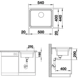 Blanco Etagon 500-U Edelstahl Seidenglanz + Handbetätigung + InFino