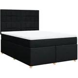 vidaXL Boxspringbett mit Matratze Schwarz 140x200 cm Stoff