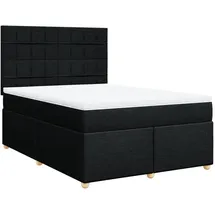 vidaXL Boxspringbett mit Matratze Schwarz 140x200 cm Stoff