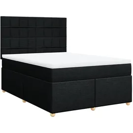 vidaXL Boxspringbett mit Matratze Schwarz 140x200 cm Stoff
