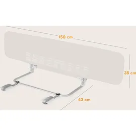 lionelo Lora XL Tragbares Bettschutzgitter für Kinder, Neigungsverstellung bis 180°, klappbares Schutzgitter für Bett, 45 cm – 150 cm, StandSafe-Sicherung, Schutz gegen Herausfallen
