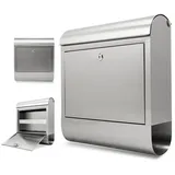 banjado Briefkasten Edelstahl inkl. Zeitungsfach