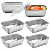 6 Stück Edelstah Frischhaltedosen Mit Deckel, 500ml Stapelbare Meal Prep Boxen Edelstahl Behälter mit Deckel Wiederverwendbar Gefrierdosen Vorratsdosen Spülmaschinenfest & Gesund, 13,5 x 10.5 x 5 cm