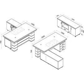Jet-Line Schreibtisch Edison Schwarz