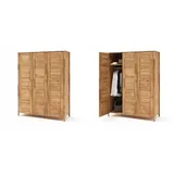 Drehtüren-Kleiderschrank Pasja Massivholz Wildeiche H:202cm/B:156cm/T:61cm landhaus