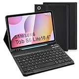 LAMA Samsung Galaxy Tab S6 Lite Hülle mit Tastatur - Deutsches QWERTZ Layout, Kabellose Tastatur Hülle für Tab S6 Lite 10,4“ 2020/2022 (SM-P610/P615/P613/P619), Bluetooth Tastatur Hülle, Schwarz