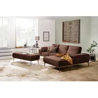 W.SCHILLIG Ecksofa run, Designsofa mit tollem Sitzkomfort, L-Form, mit Holzsockel, Füße in Bronze pulverbeschichtet, Breite 299 cm braun