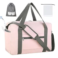 lifwimner Handgepäck Tasche für Flugzeug 45x36x20 Reisetasche klein für Damen&Herren Weekendertasche Bag Cabin Bag Faltbare Handgepäck Koffer mit Nasstasche(Rosa 30L)