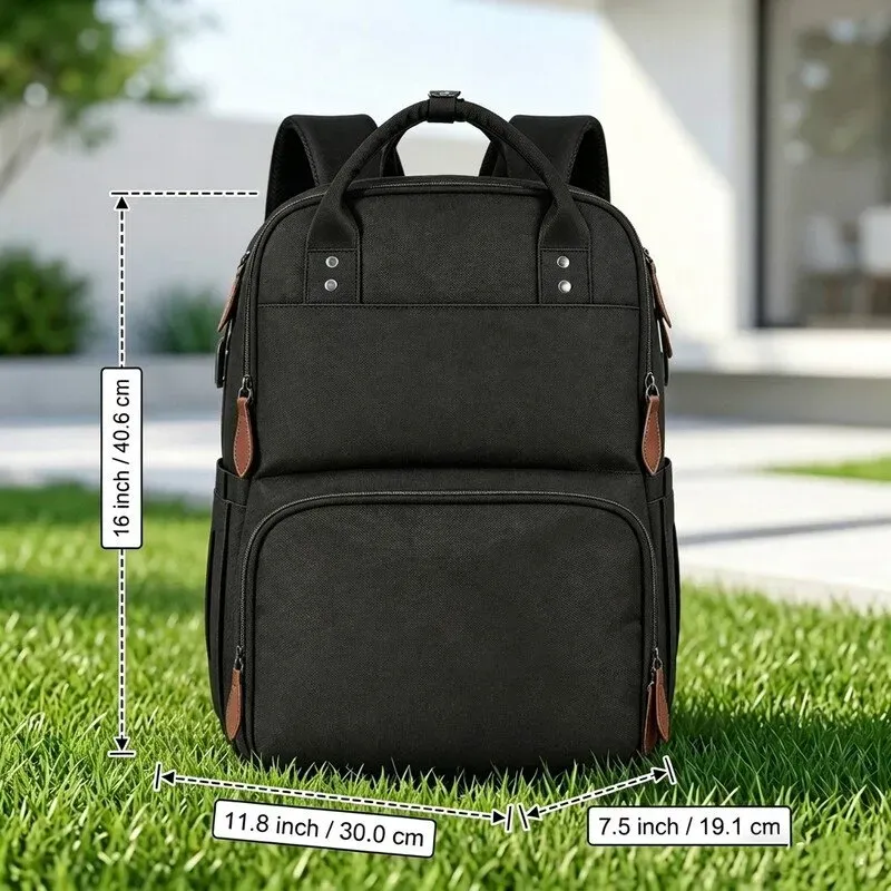 【Summer Cooler Bag】Isolierter Lunch-Rucksack, 15,6-Zoll-Laptop-Rucksack für Damen und Herren, wasserdichter Reise-Kühlrucksack mit USB-Anschluss für Schule, Business, College, Schwarz