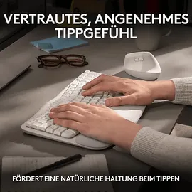 Logitech Wave Keys ergonomisch, Bluetooth, Tastatur, Sonstiges, kabellos, Weiß