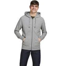 JACK & JONES Basic Reißverschlusspullover Light Grey Melange / Regular Fit M