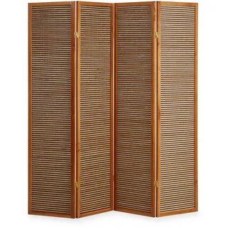 Homestyle4u Paravent Raumteiler 4 teilig Holz Bambus Braun